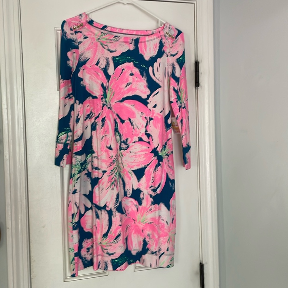 Lilly Pulitzer Pink and Blue Floral Midi Dress